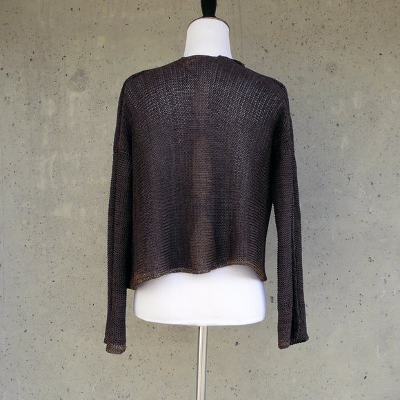 SKIF / SKIFO knit brown cardigan / shrug, small, made in USA, EUC - Picture 7 of 8